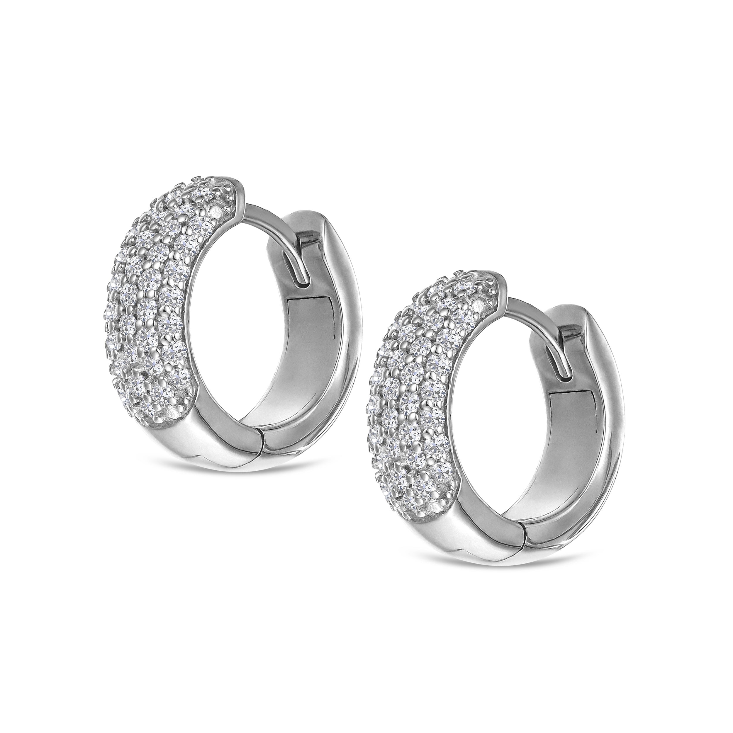 Micro Pave Huggies Lab Diamond Earrings 0.55ct in 925 Silver